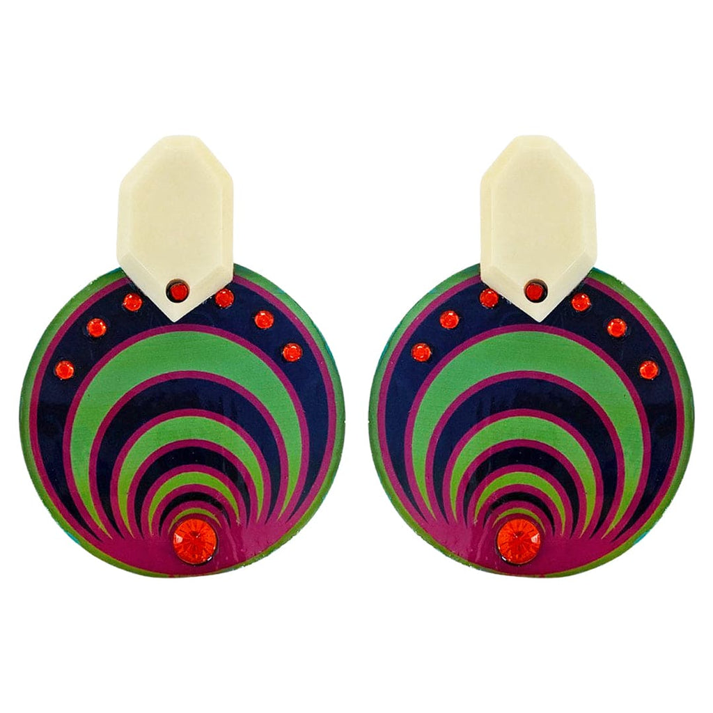 Multicolor Resin Earrings w/ Crystals
