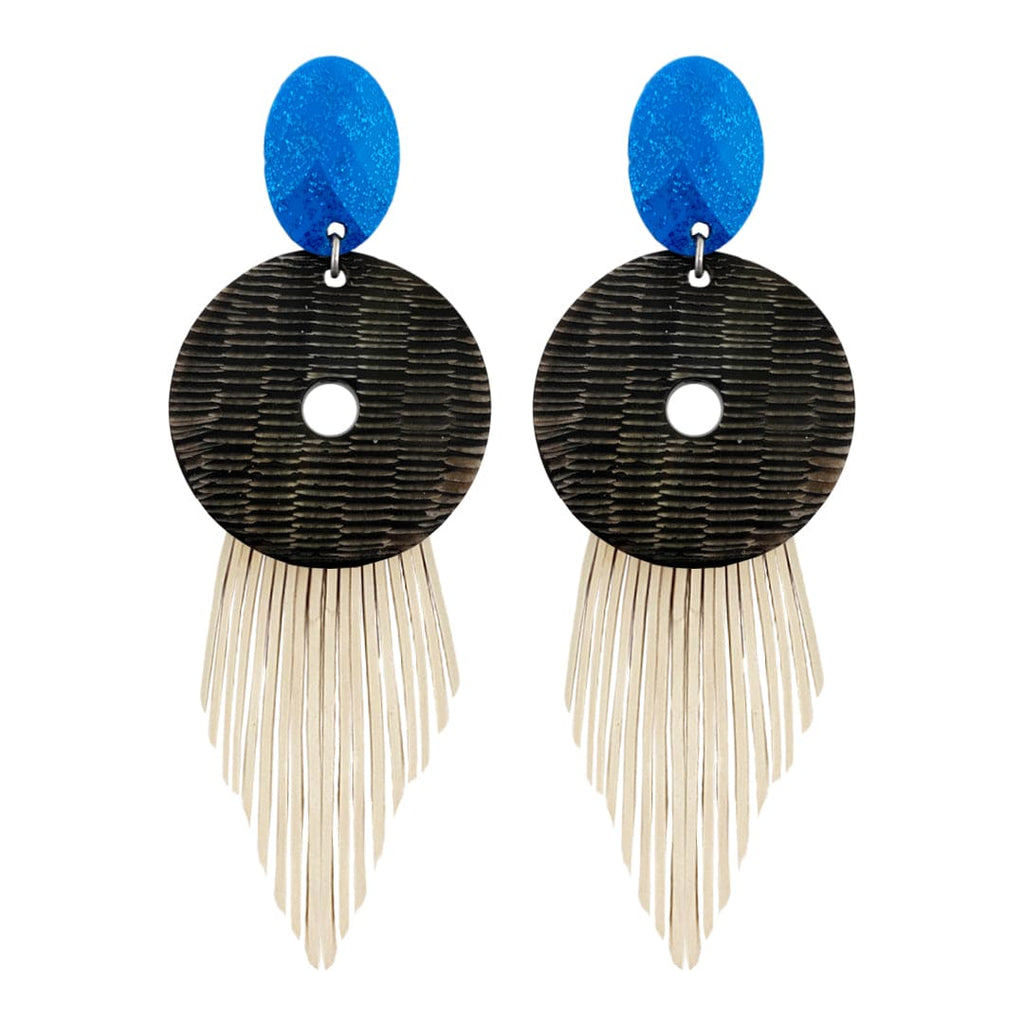 Resin Earrings w/ Glitter & Fringe