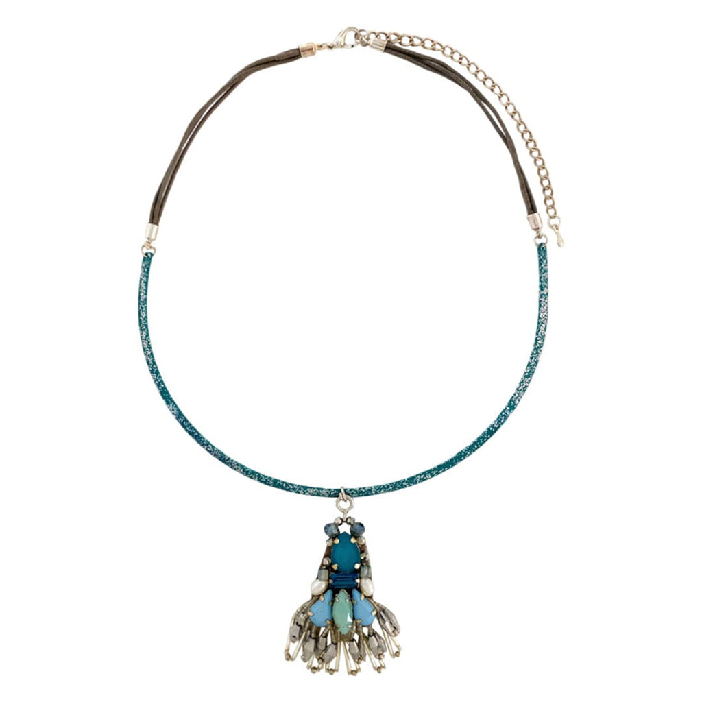 Blue Necklace w/ Crystals & Beads