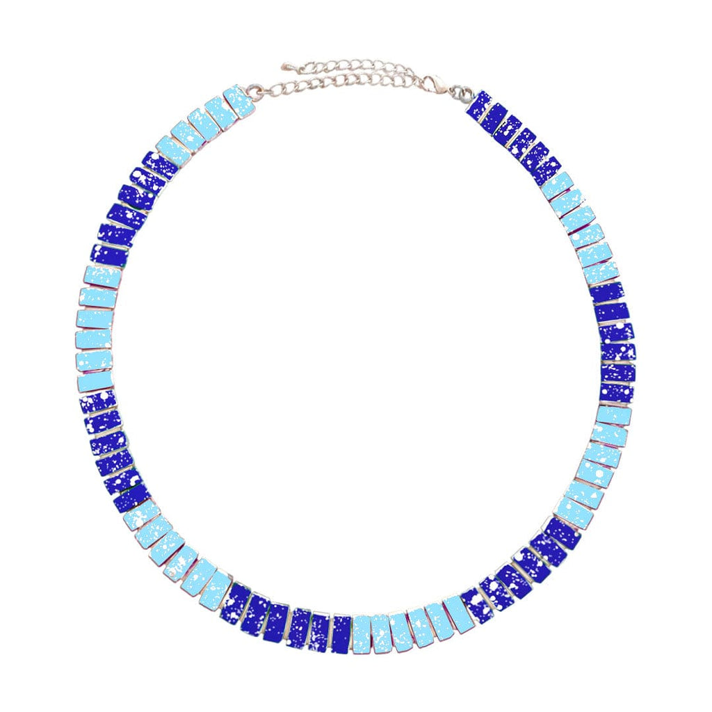 Blue Metal Necklace w/ Glitter
