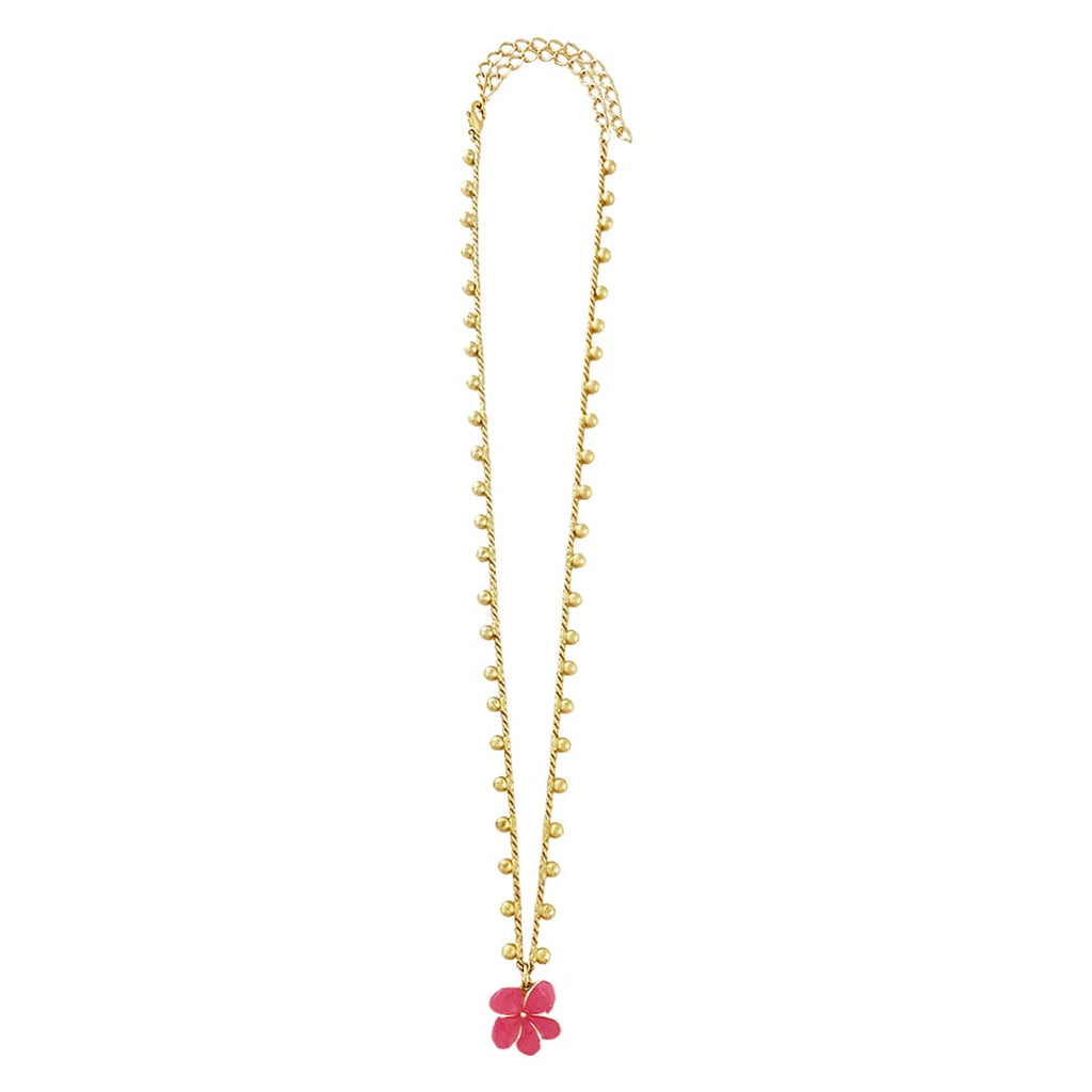 Golden Necklace w/ Pink Flower