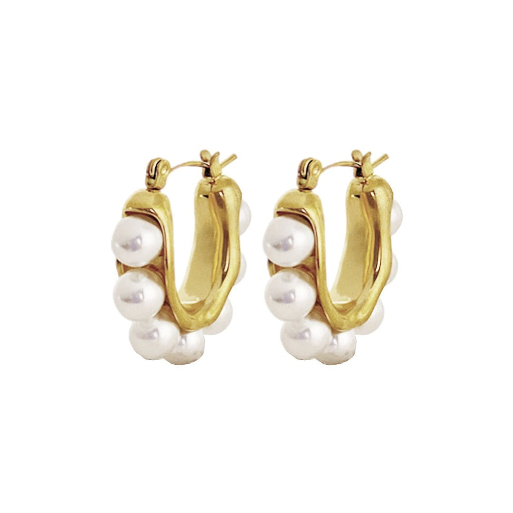 Steel Earrings w/ Gold Plating & Cultured Pearls