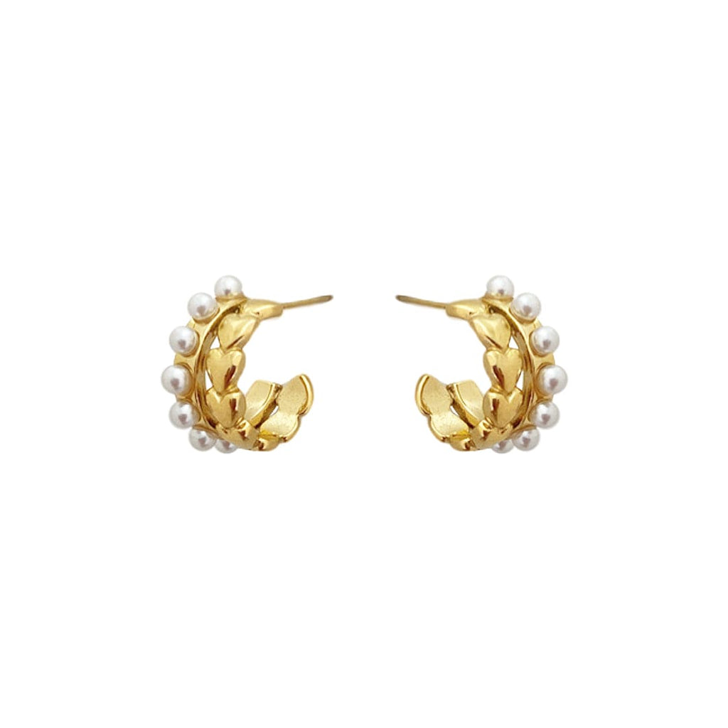 Steel Earrings w/ Gold Plating & Pearls