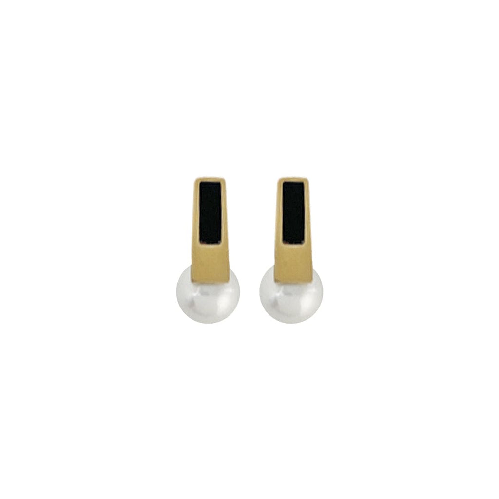 Steel Earrings w/ Gold Plating & Cultured Pearl