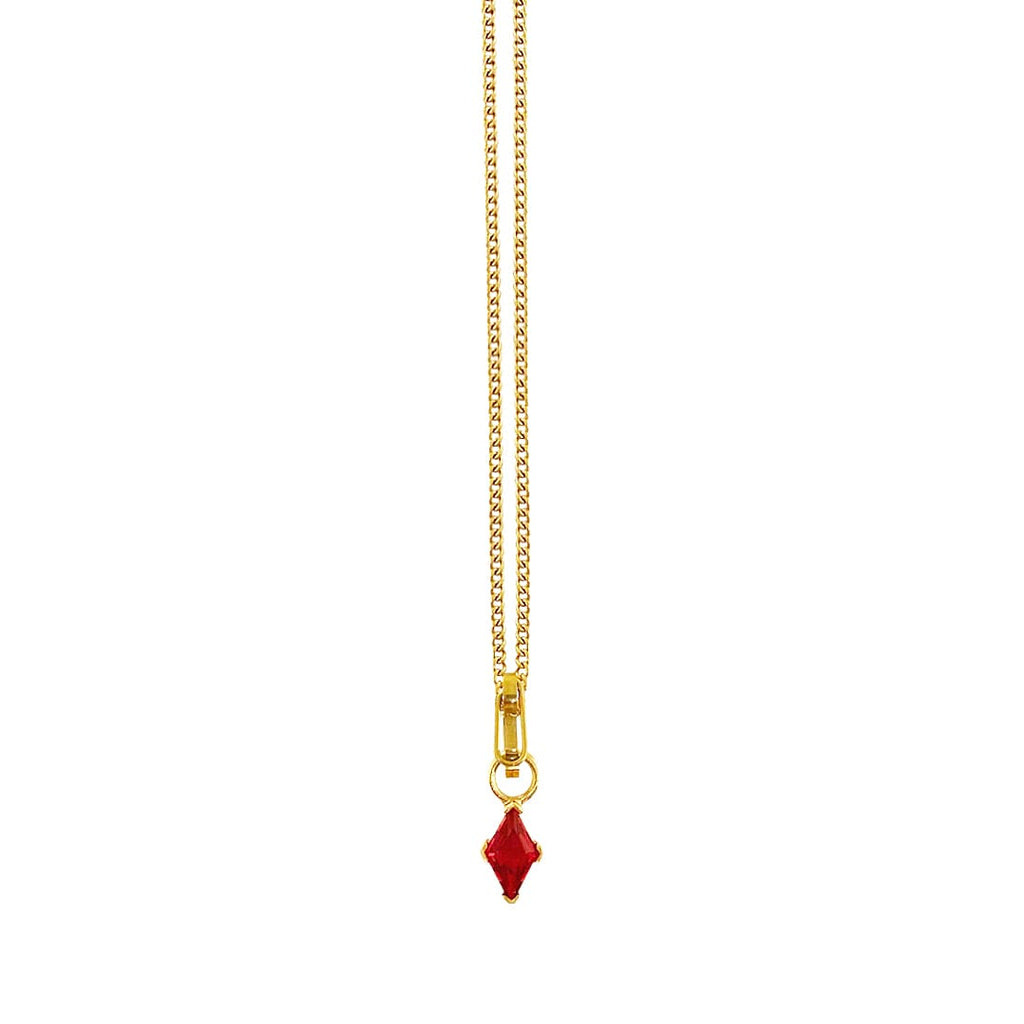 Stainless Steel Golden Necklace w/ Garnet Pendant