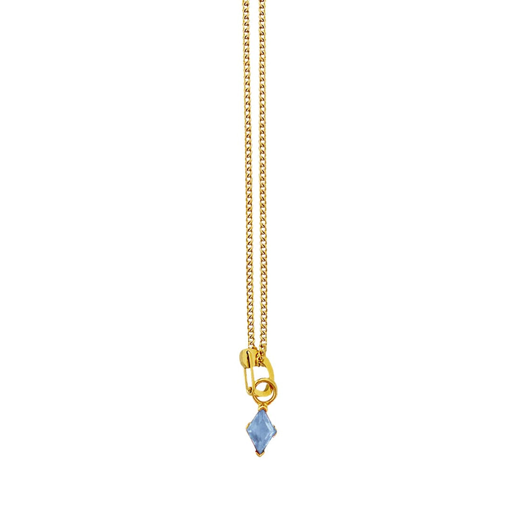 Stainless Steel Golden Necklace w/ Alexandrite Pendant