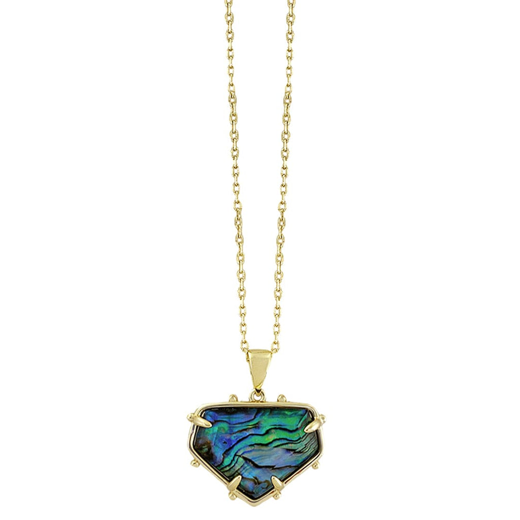 Golden Necklace w/ Green Shell on Glass Pendant