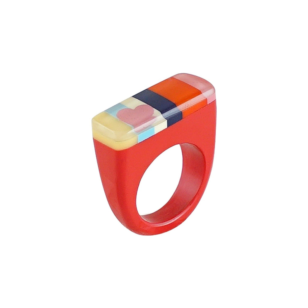 Red Resin Ring w/ Heart