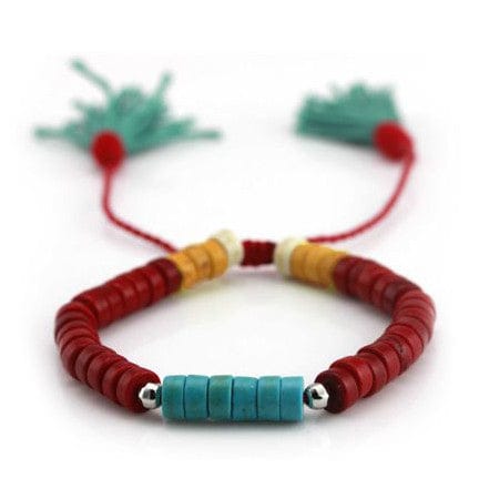 Red & Blue Bracelet w/ Natural Beads