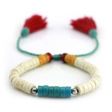 White & Blue Bracelet w/ Natural Beads
