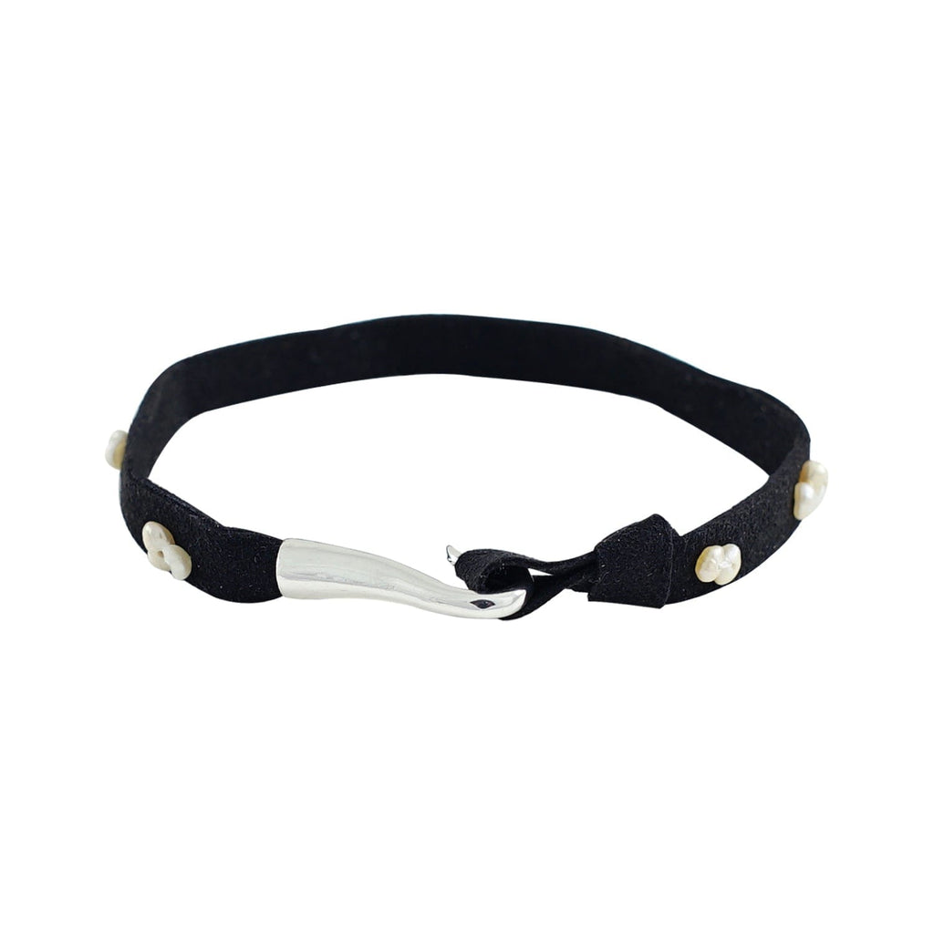 Black Bracelet w/ Cultured Pearls