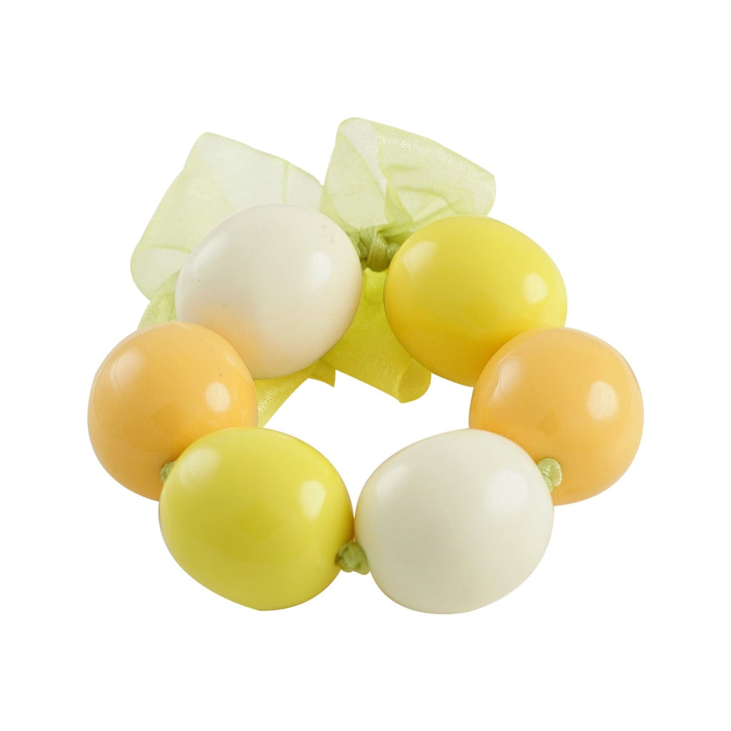 Yellow & White Resin Bracelet w/ Silk