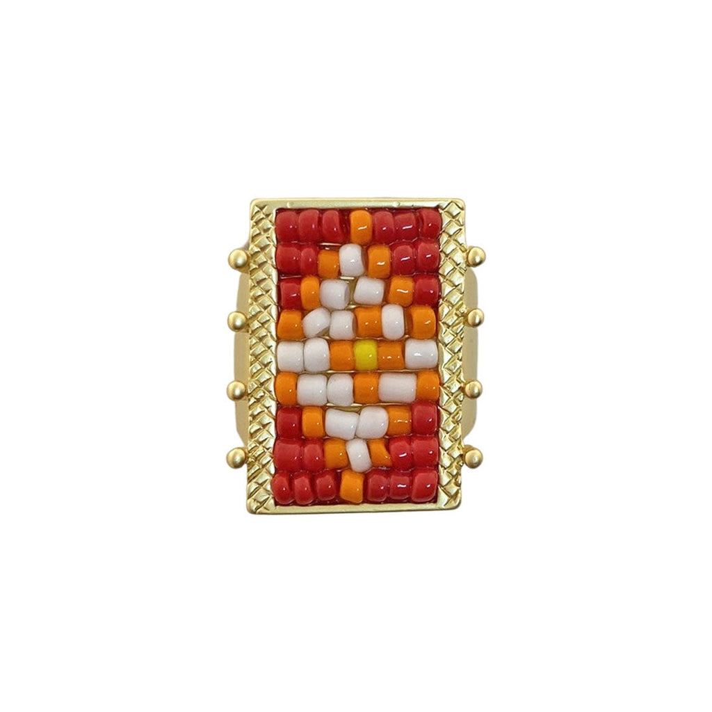 Golden Ring w/ Multicolored Beads