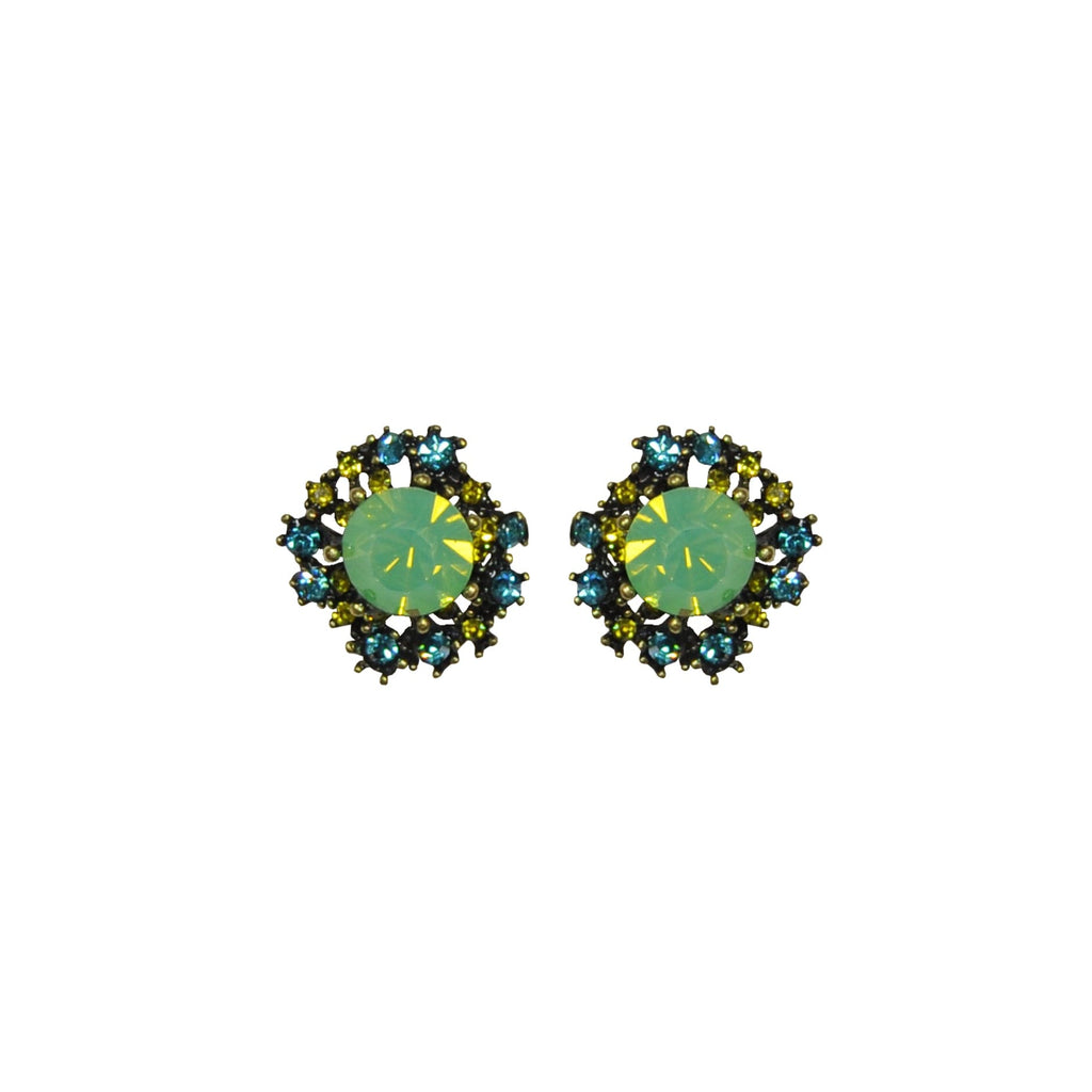 Blue and green crystal earrings