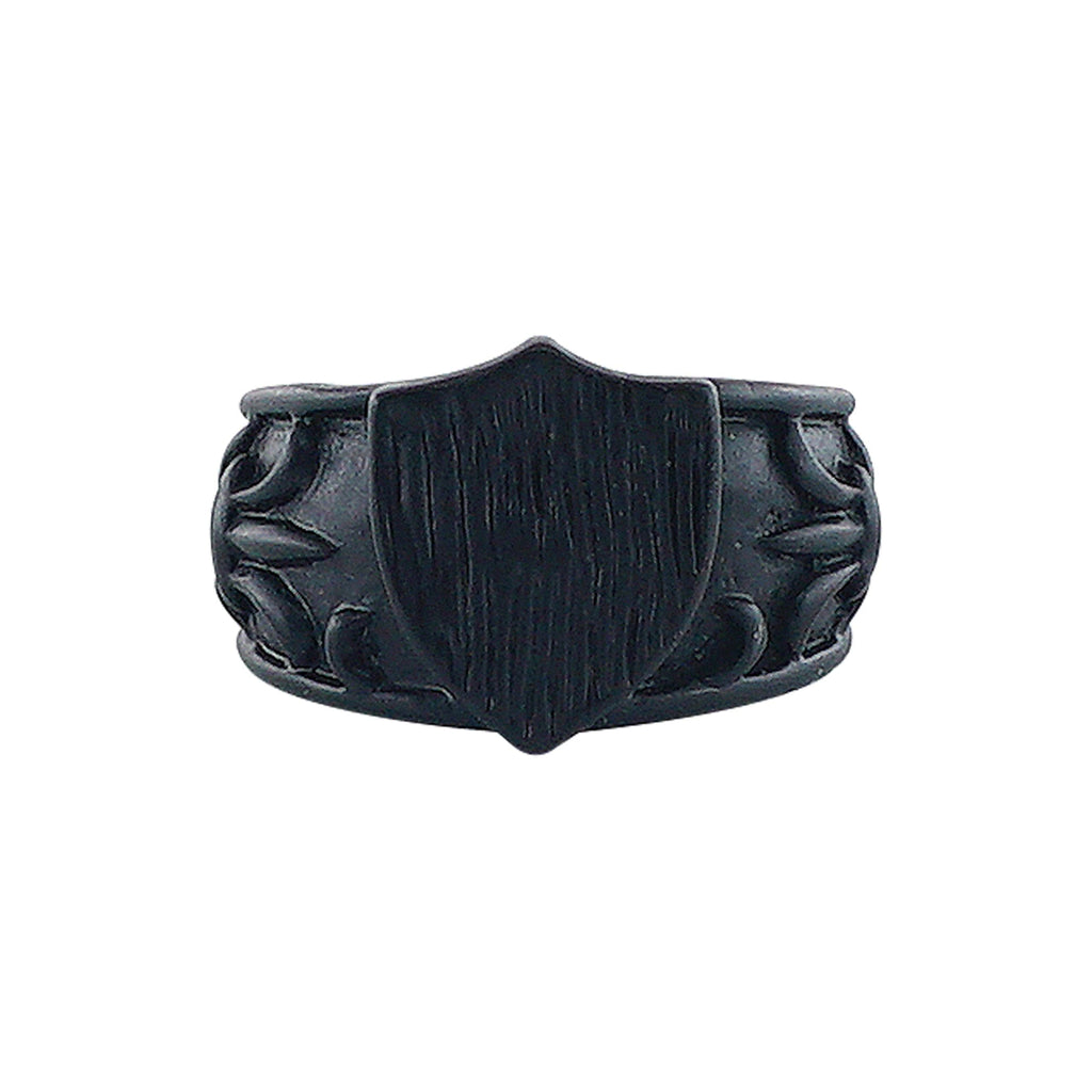 Black Ring w/ Fleur de Lys & Shield