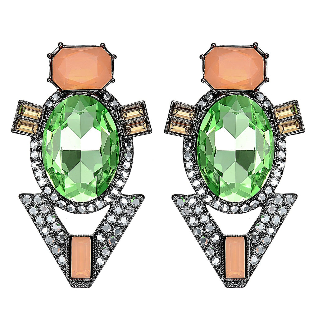 Green & Orange Crystal Earrings