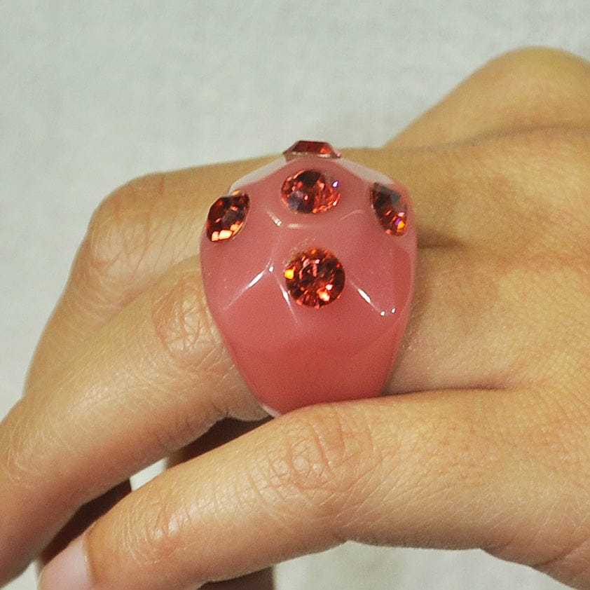Red Resin Ring w/ Crystals
