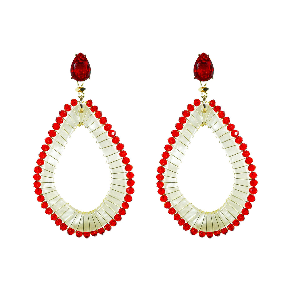 White & Red Crystal Earrings
