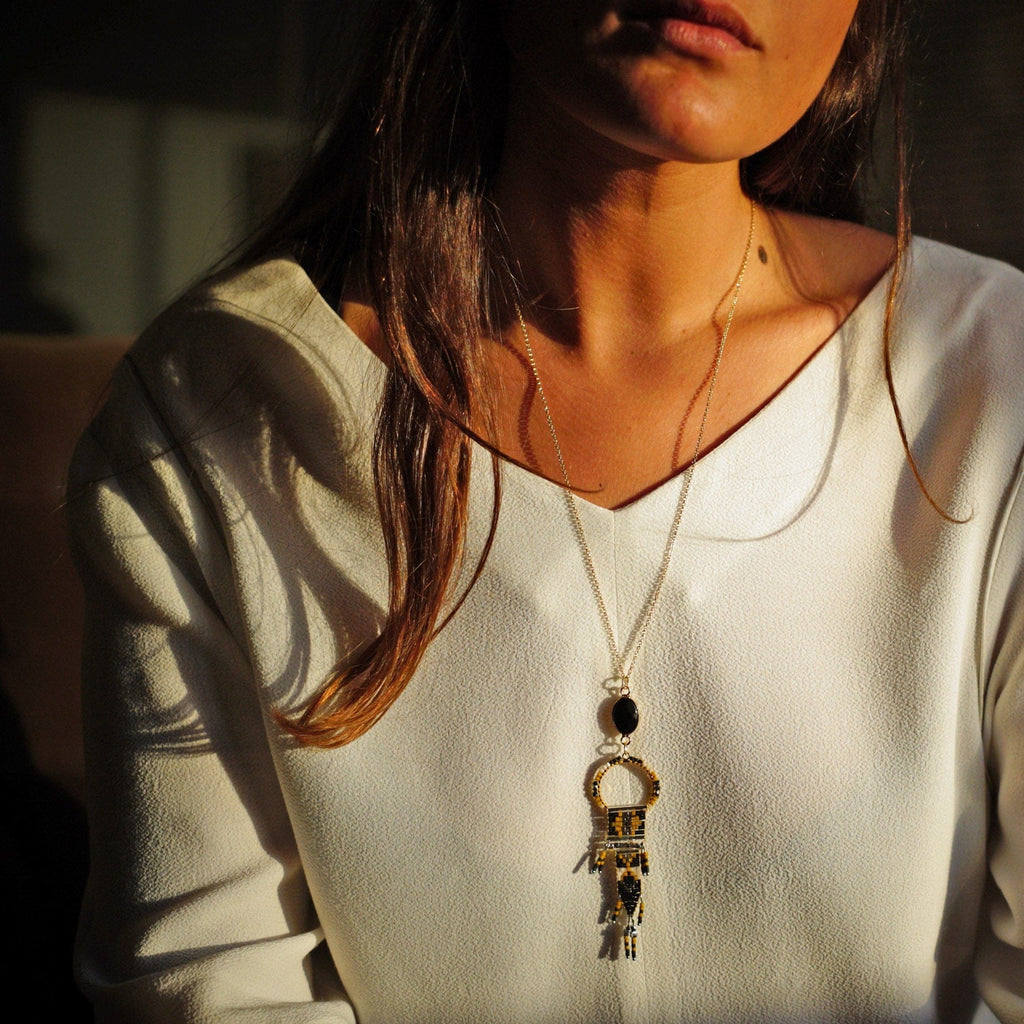 Golden Necklace w/ Miyuki Pendant