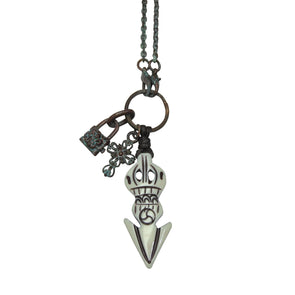 Brass & Blue Necklace with Pendants