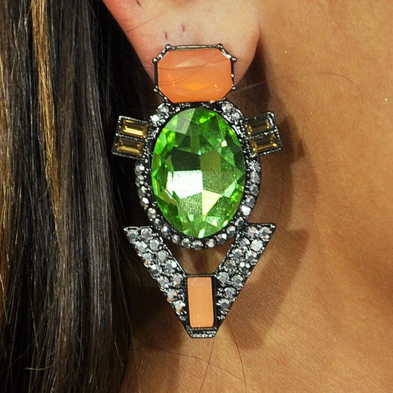 Green & Orange Crystal Earrings