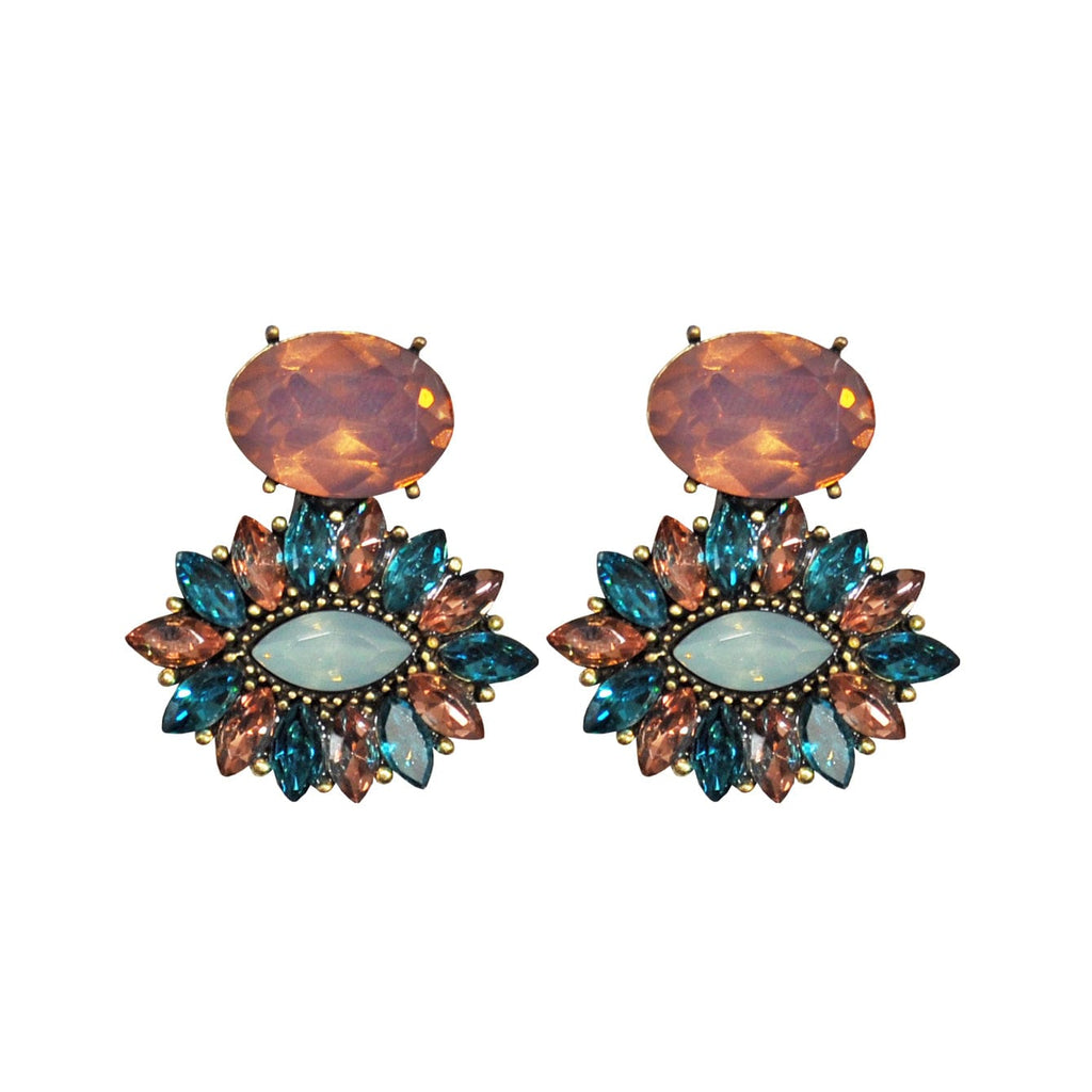 Pink & Blue Crystals Earrings