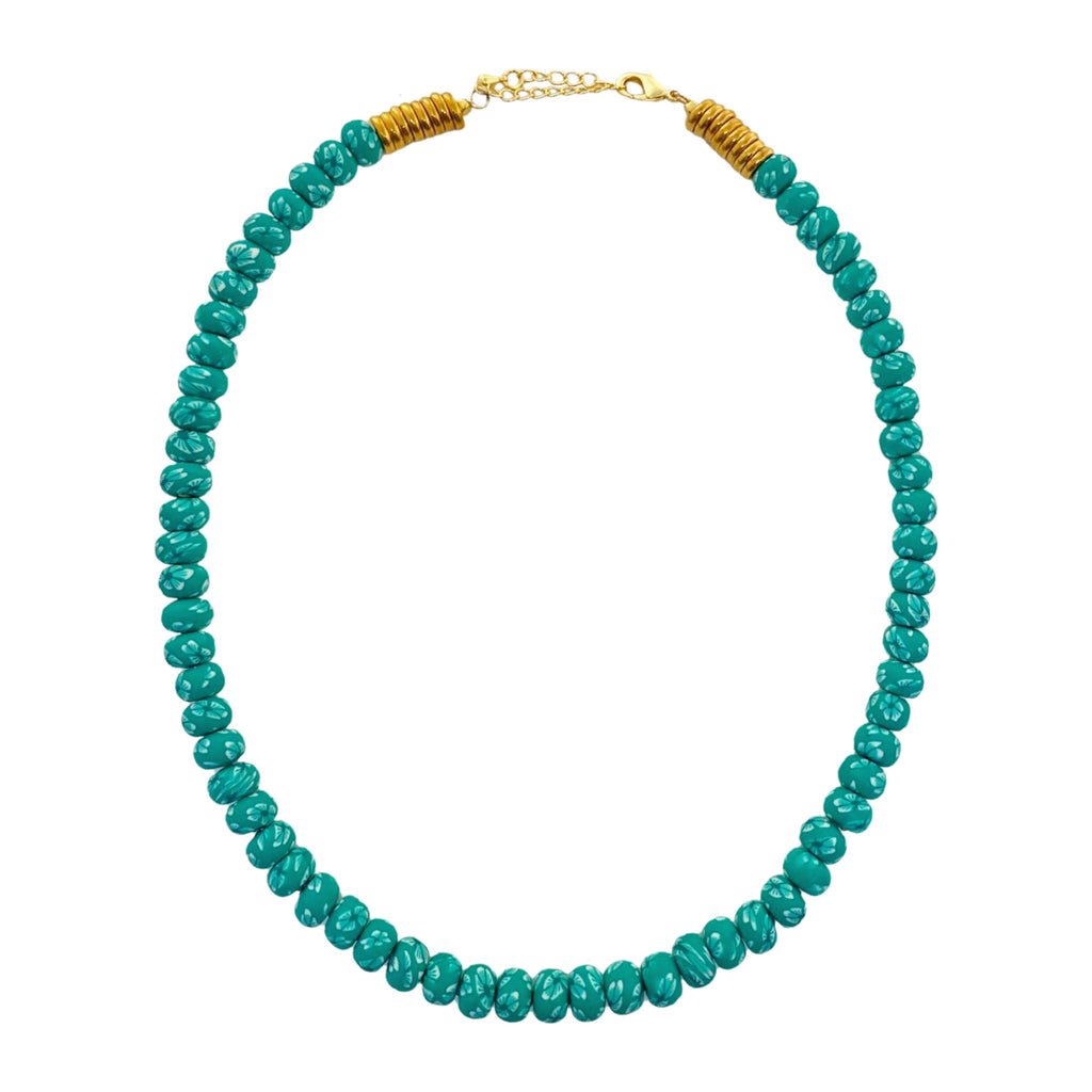 Colar Dourado c/ Resina Verde