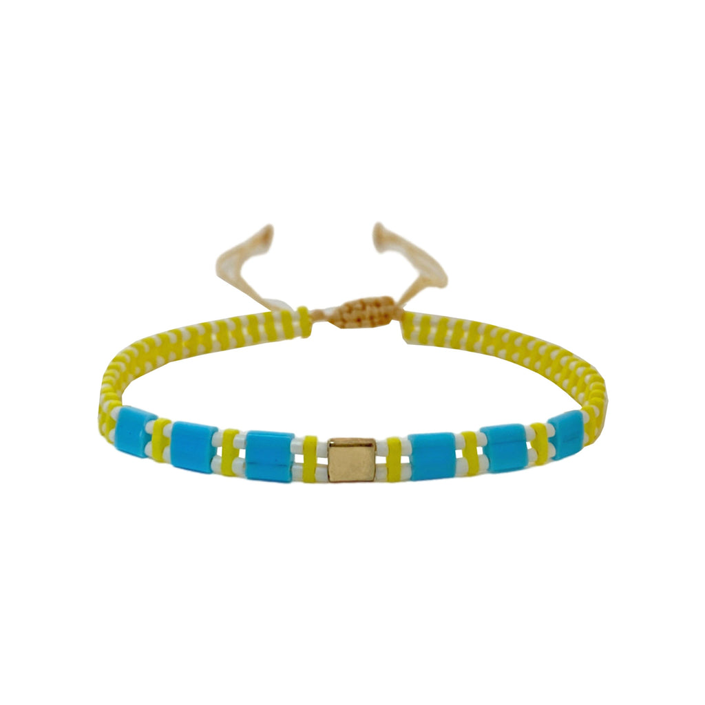 Yellow & Blue Bracelet w/ Natural Beads