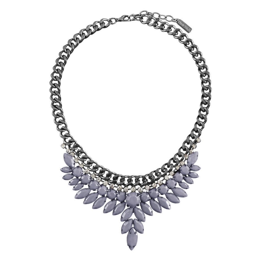 Dark Grey Necklace w/ Crystals & Enamel