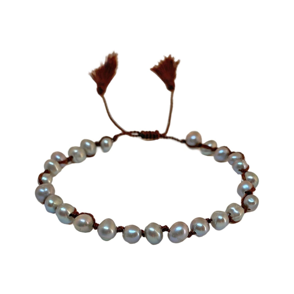 Grey Cultured Pearl Bracelet w/ Tassel